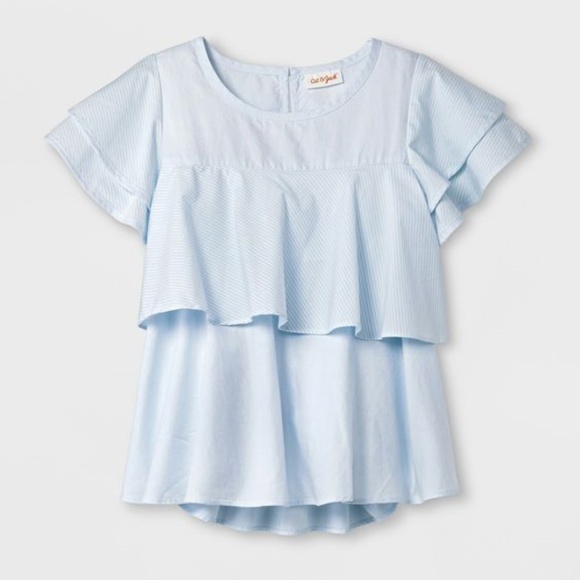 New CAT & JACK Striped Layered Ruffle Top - Picture 6 of 6